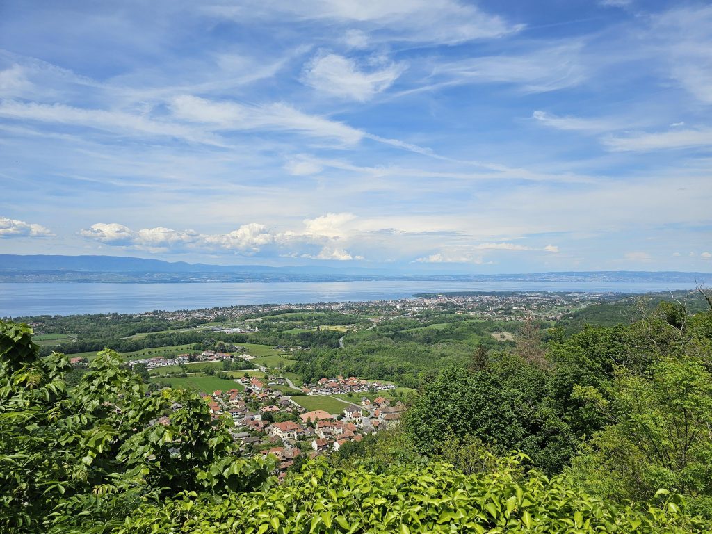 Panorama du promontoire des Châteaux des Allinges Vue sur le Lac Léman