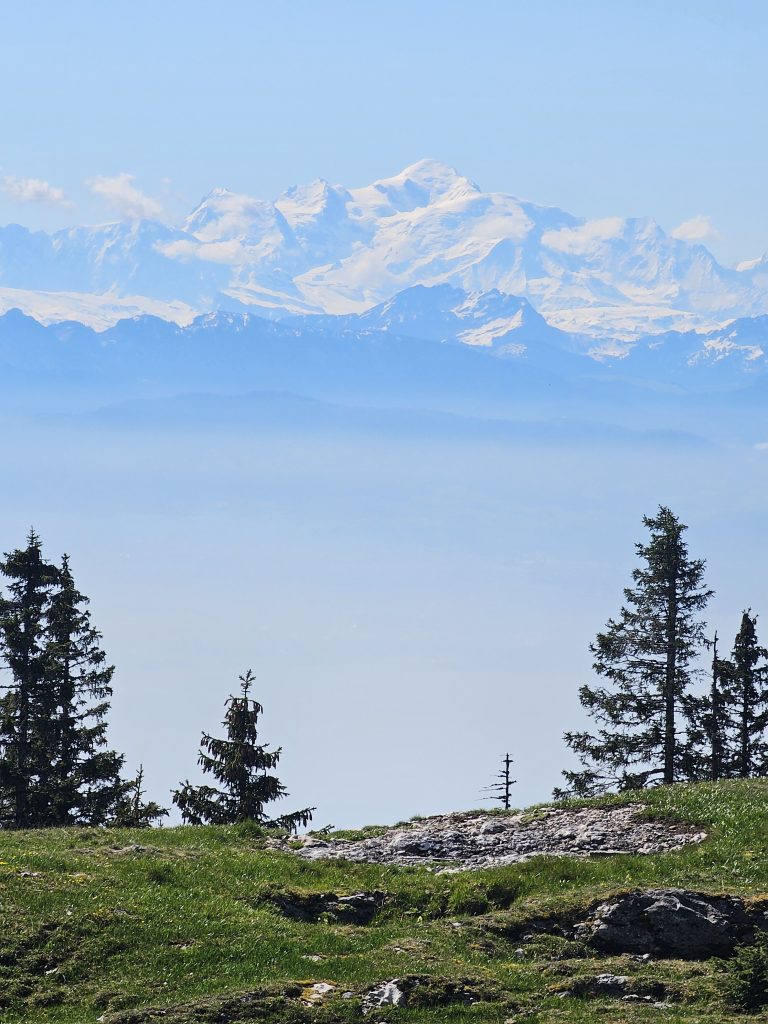 Vue sur le Mont-Blanc du Jura sur le Tour du Lac Léman en Trail